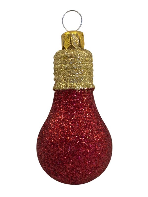 Glittered Red & Gold Light Bulb Decorations - 4 x 70mm