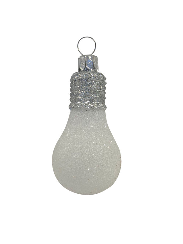 Glittered Red, White & Silver Light Bulb Decorations - 4 x 10cm