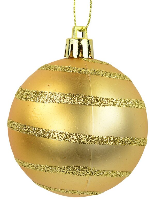Gloss, Matte, Pearl, Glitter & Striped Gold & Champagne Baubles - 64 x 60mm