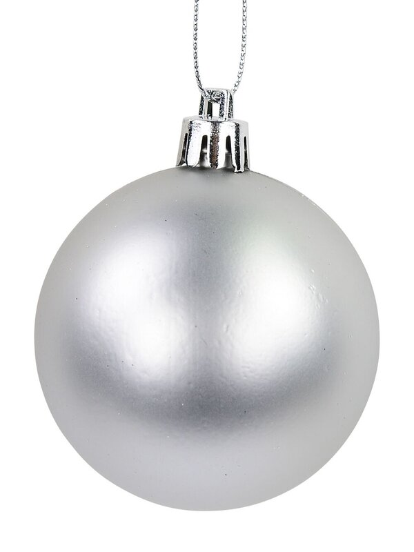 Gloss, Matte, Pearl, Glittered & Striped Silver Baubles - 64 x 60mm