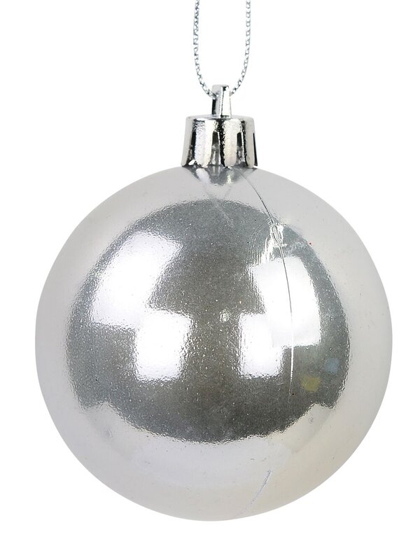 Gloss, Matte, Pearl, Glittered & Striped Silver Baubles - 64 x 60mm