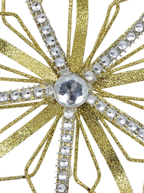Gold 3D Star Flower With Diamante Christmas Tree Hanging Decoration - 13cm — image 3