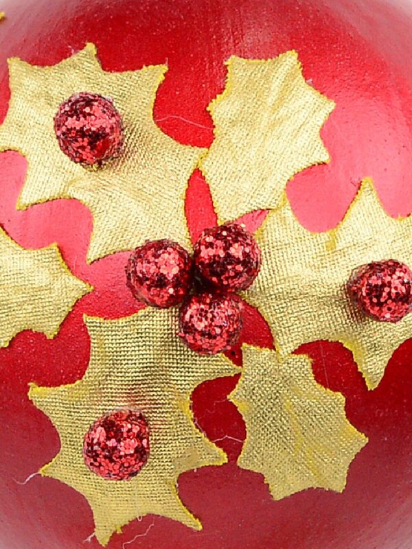 Gold Antique Holly Red Bauble Christmas Tree Hanging Decoration - 11cm — image 2