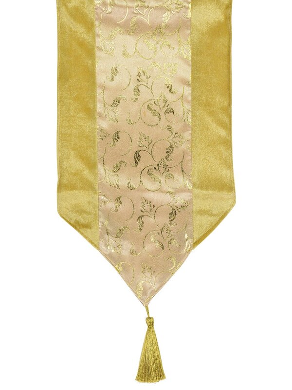 Gold Christmas Table Runner With Printed Organza Centre Panel - 1.8m — image 2