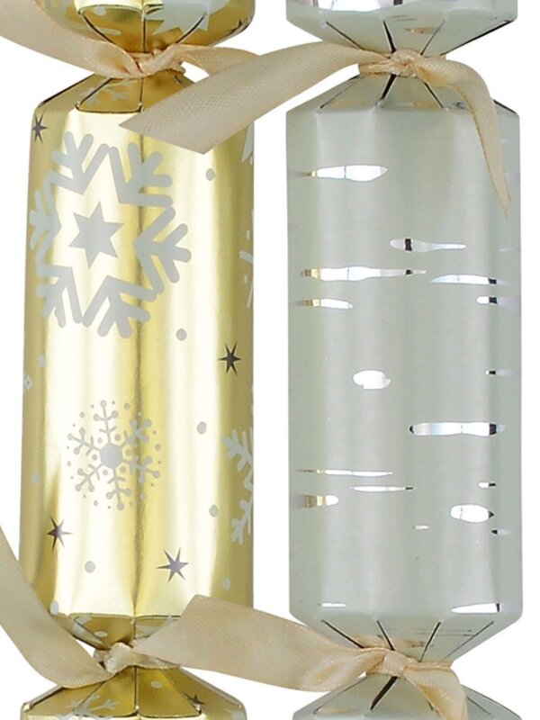 Gold & Cream Winter Patterns Christmas Cracker Bon Bons - 12 x 25cm — image 2