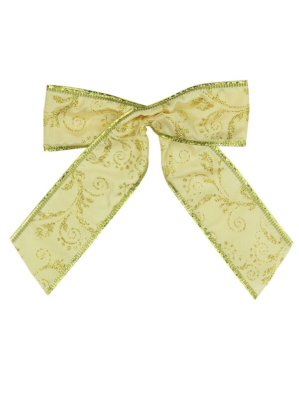 Gold Fabric With Gold Glitter Pattern Fabric Bows - 6 x 15cm — image 2