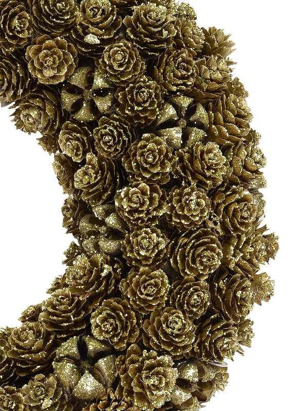 Gold Glitter Mini Pinecone Wreath - 30cm
