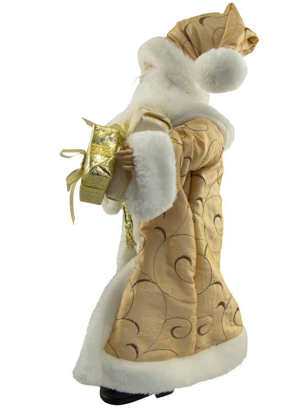 Gold & Ivory Suit Standing Decorative Santa With Gifts - 46cm — image 3