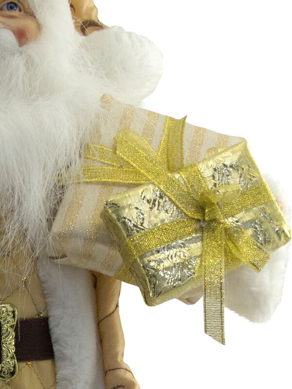 Gold & Ivory Suit Standing Decorative Santa With Gifts - 46cm — image 8