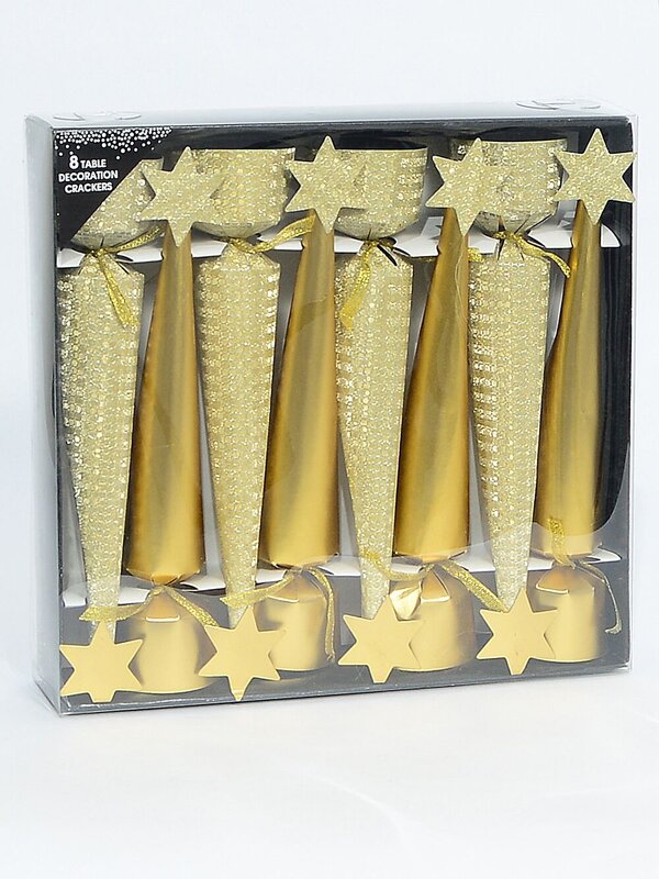Gold Matte & Shiny Circle Pattern Christmas Tree Cracker Bon Bons - 8 x 26cm