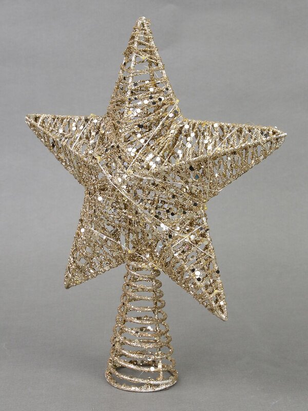 Gold Mesh Look Star Illuminated Warm White Tree Topper Ornament - 30cm — image 5