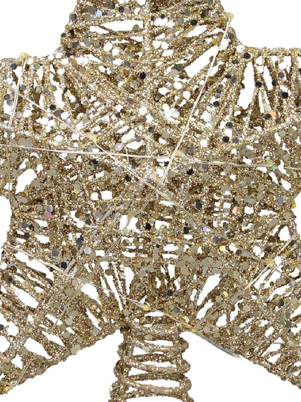 Gold Mesh Look Star Illuminated Warm White Tree Topper Ornament - 30cm — image 4