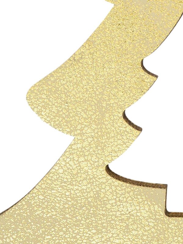 Gold Natural Wood 2D Christmas Tree Hanging Decoration - 12cm — image 2