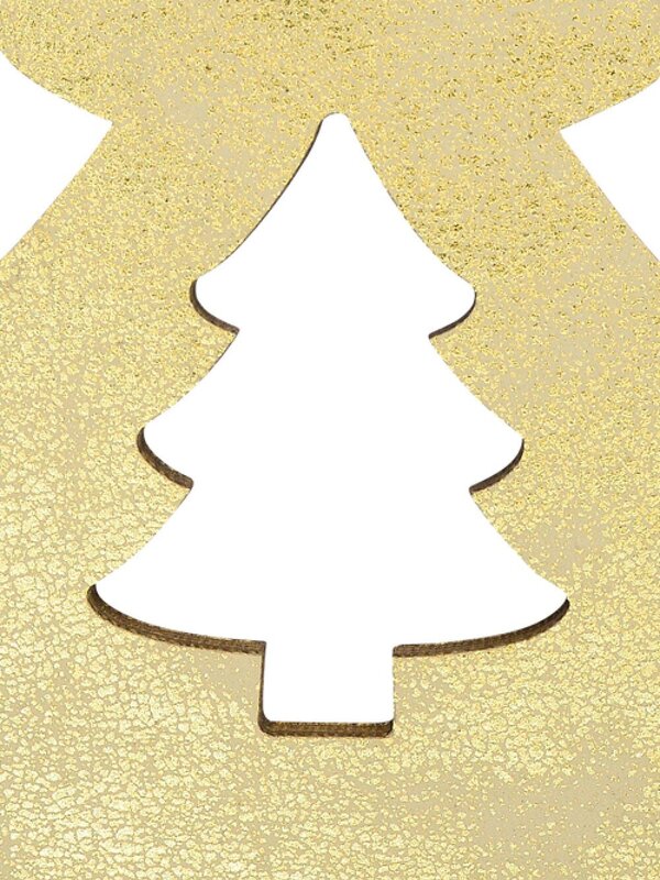 Gold Natural Wood 2D Christmas Tree Hanging Decoration - 12cm — image 3