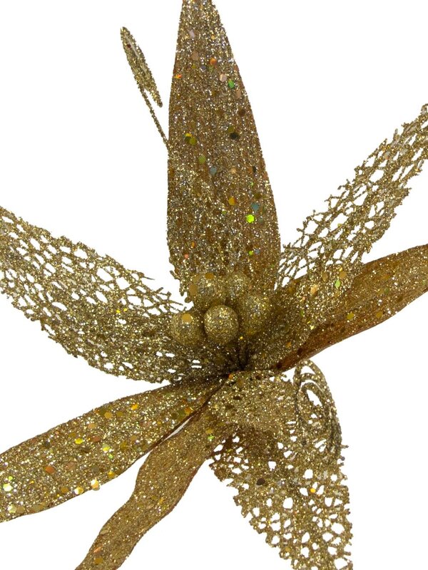 Gold Sequin & Filigree Flower Decorative Pick - 27cm — image 3