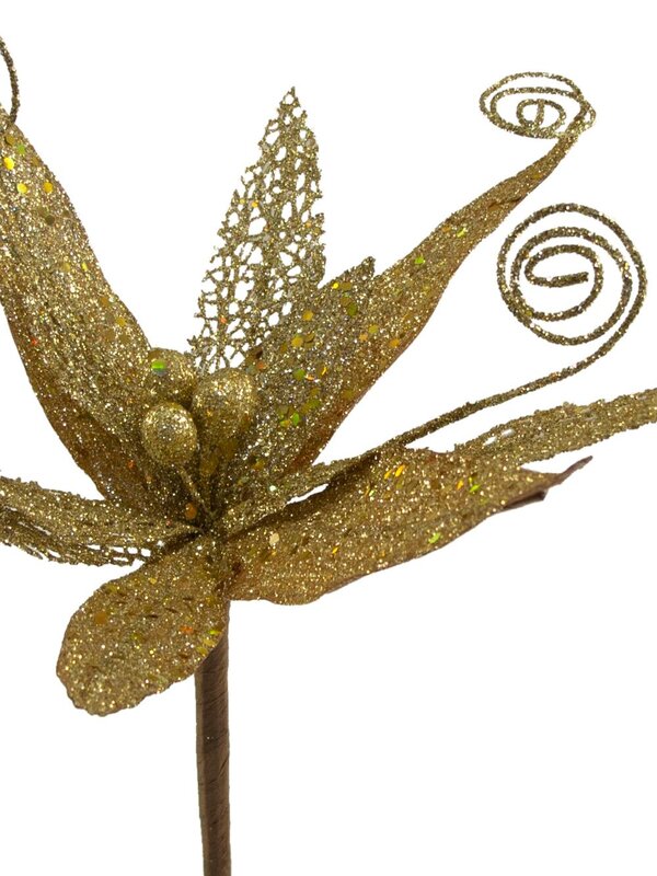 Gold Sequin & Filigree Flower Decorative Pick - 27cm — image 4
