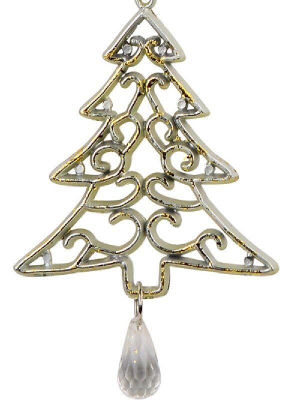 Gold Tree Shape Swirl Design Christmas Tree Hanging Decorations - 2 x 12cm — image 3