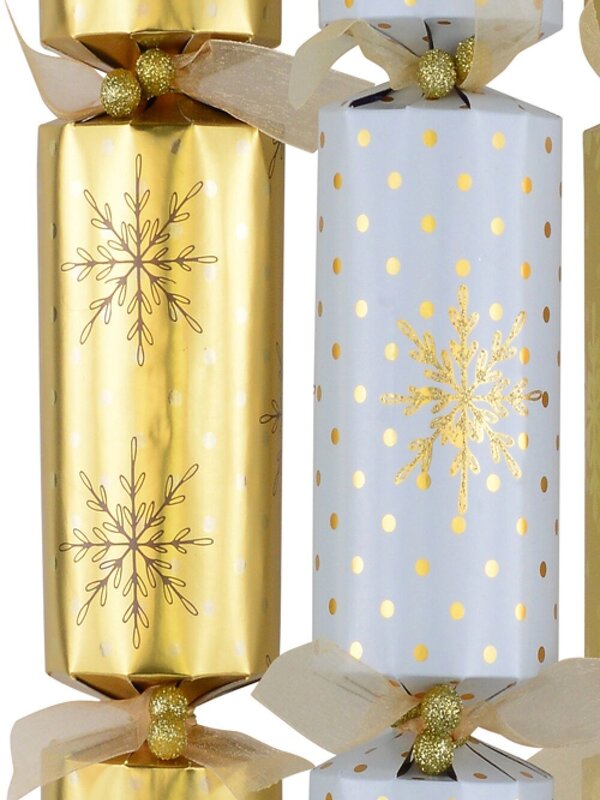 Gold & White With Snowflakes & Dots Christmas Cracker Bon Bons - 6 x 36cm — image 2