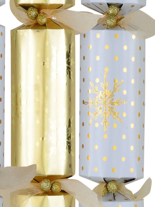 Gold & White With Snowflakes & Dots Christmas Cracker Bon Bons - 6 x 36cm — image 3