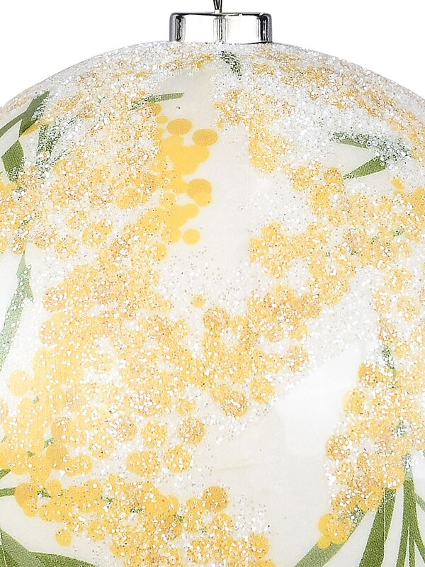 Golden Wattle Authentic Natural Signature Silver Glitter Ball Bauble | 10cm — image 3