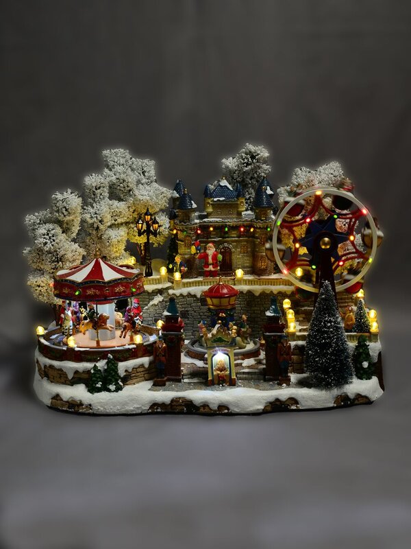 Grand Winter Fun Park Christmas Village Scene With Christmas Fair Rides - 47cm — image 3