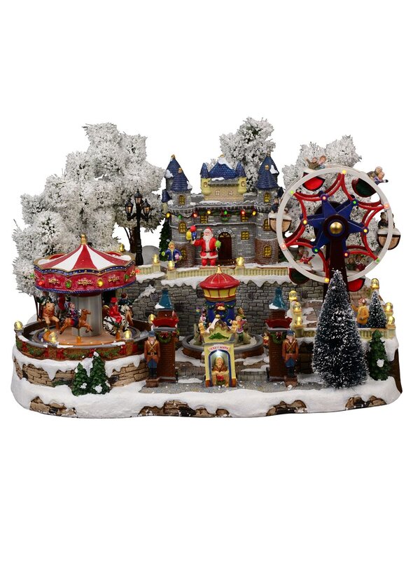 Grand Winter Fun Park Christmas Village Scene With Christmas Fair Rides - 47cm — image 2