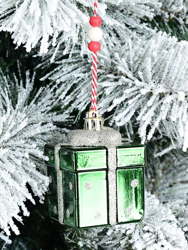 Green Glittered Gift Box Radiant Essential Ornament | 60mm — image 2