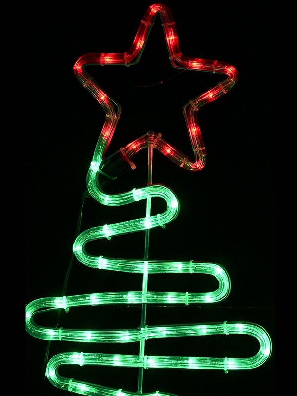 Green LED Christmas Trees With Red Stars Path Rope Light Silhouettes - 72cm — image 3