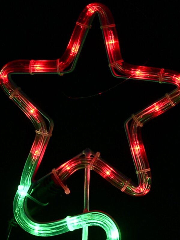 Green LED Christmas Trees With Red Stars Path Rope Light Silhouettes - 72cm — image 4