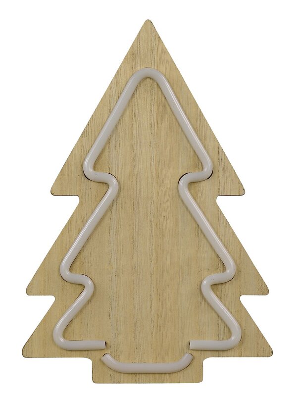 Green LED Neon Christmas Light Tube On Wooden Tree Silhouette - 29cm — image 2