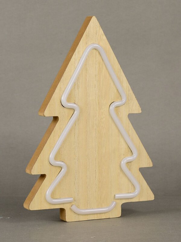 Green LED Neon Christmas Light Tube On Wooden Tree Silhouette - 29cm — image 3