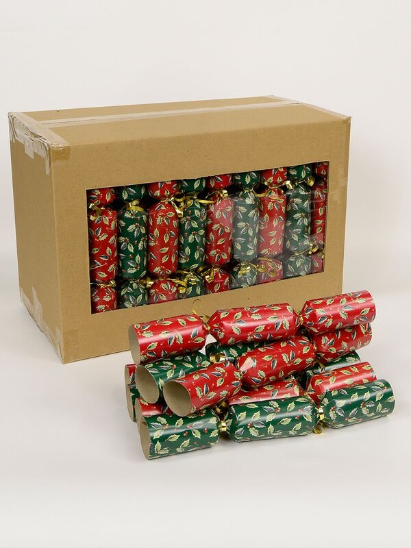 Green & Red With Leaf & Berries Design Bon Bons - 28cm x 50 Pack