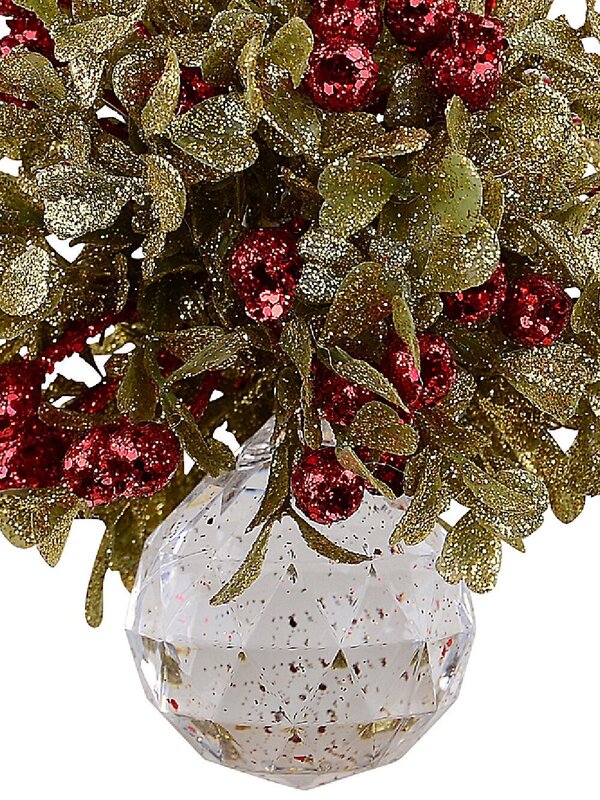 Hanging Decorative Mistletoe Cluster With Simulant Jewel Ornament - 12cm — image 3