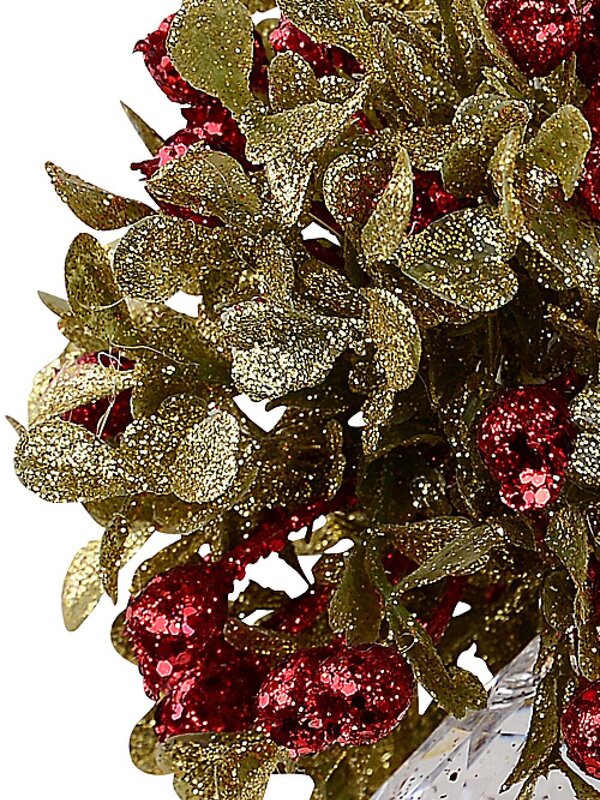 Hanging Decorative Mistletoe Cluster With Simulant Jewel Ornament - 12cm — image 2