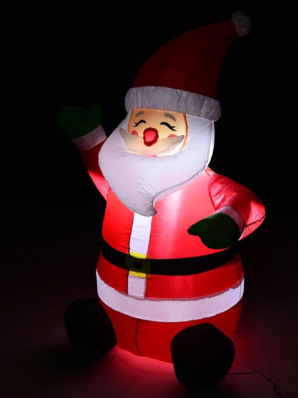 Happy Greeting & Sitting Santa Illuminated Christmas Inflatable Display - 1.2m — image 4
