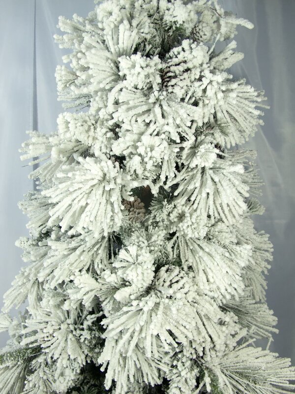 Heavily Flocked Alpine Christmas Tree With Pine Cones - 2.3m — image 2