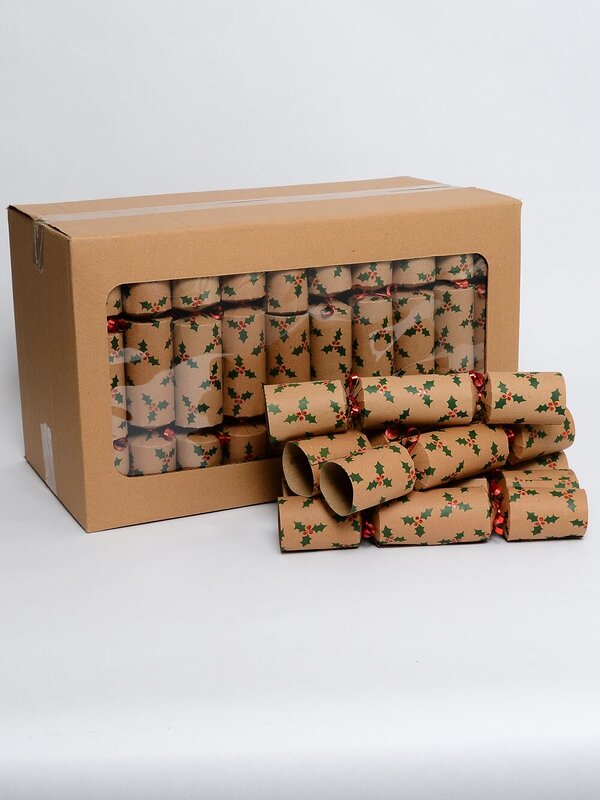Holly Leaf & Berries On Kraft Paper Christmas Cracker Bon Bons - 50 x 30cm — image 2