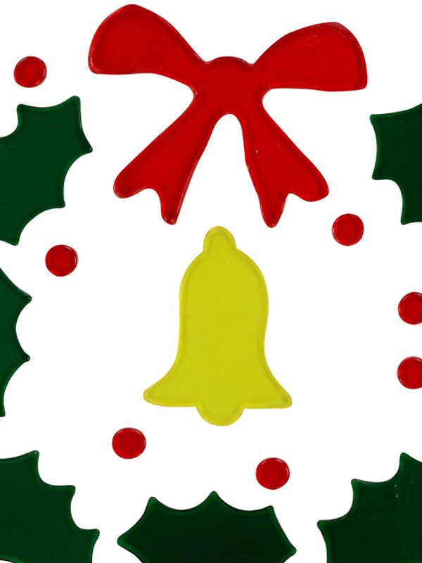 Holly Wreath, Bell & Stars Gel Christmas Window Cling Decoration - 23cm — image 2