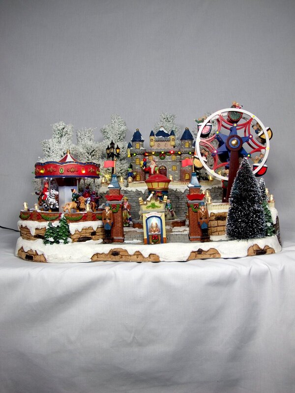 Illuminated, Animated & Musical Carousel Ferris Wheel & Magic Castle Scene - 50cm — image 3