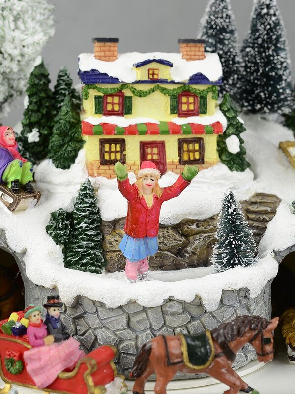 Illuminated, Animated & Musical Christmas Snowy Hillside Village Scene - 33cm — image 8