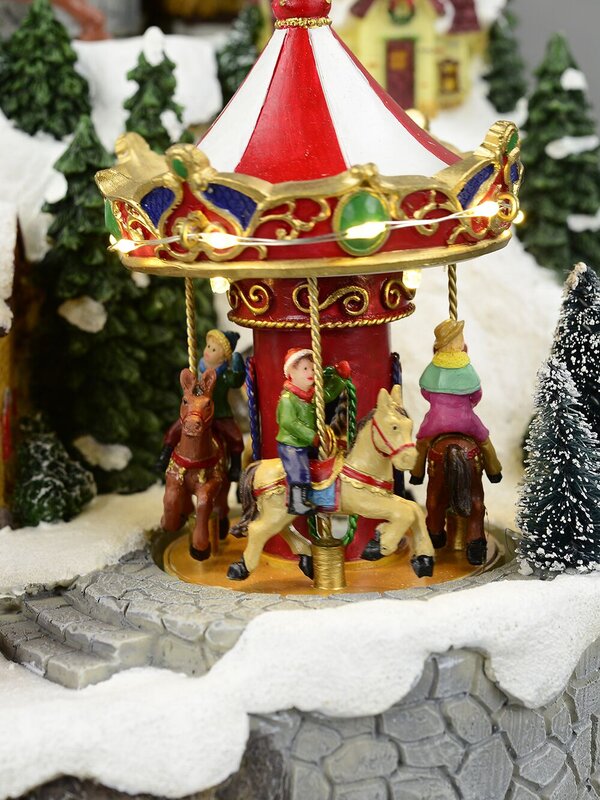 Illuminated, Animated & Musical Christmas Snowy Hillside Village Scene - 33cm — image 6