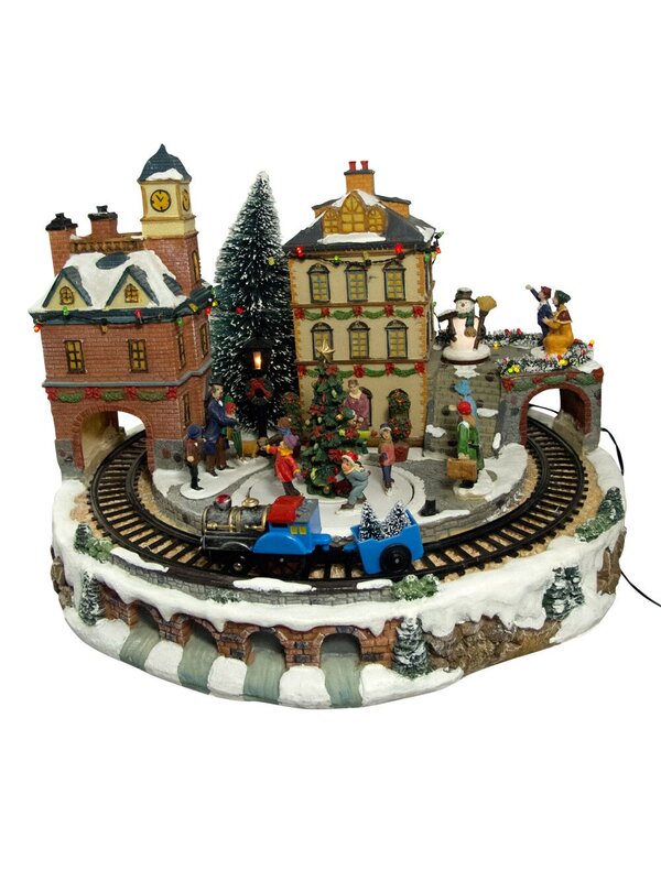 Illuminated, Animated & Musical Grand Station Village Scene Ornament - 40cm — image 2