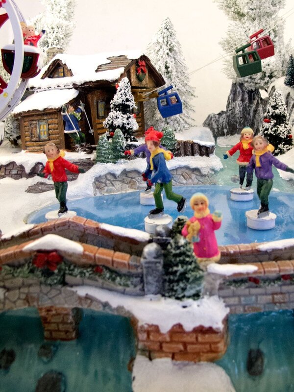 Illuminated, Animated & Musical Winter Resort Village Scene Ornament - 66cm — image 3