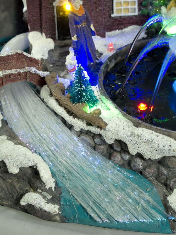 Illuminated & Animated Town Scene With Water Fountain Ornament - 27cm — image 8