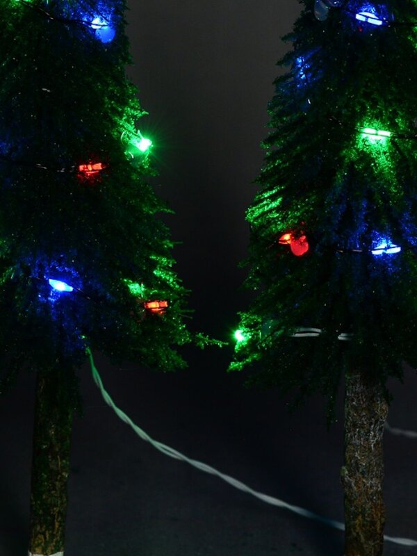 Illuminated Dark Green Christmas Pine Trees Figurine - 2 x 19cm — image 3