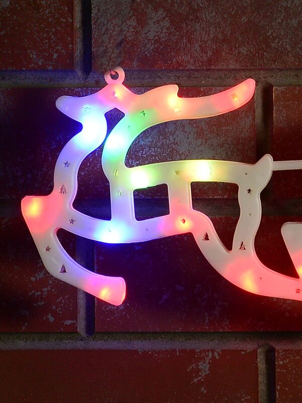 Illuminated Multi Colour Sleigh & Two Reindeer Silhouette - 57cm — image 3
