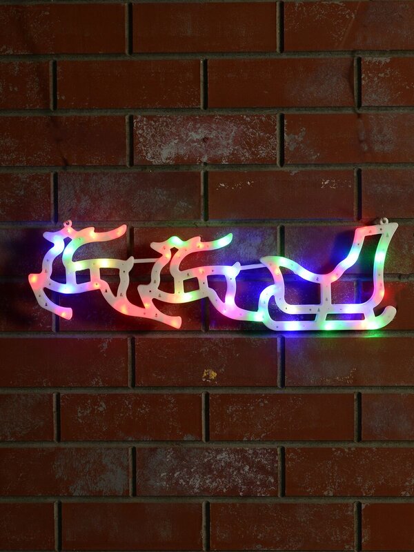 Illuminated Multi Colour Sleigh & Two Reindeer Silhouette - 57cm — image 4