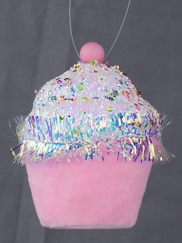 Pink Sequin Frosted 3D Cupcake Whimsical Essential Ornament | 11cm — image 4