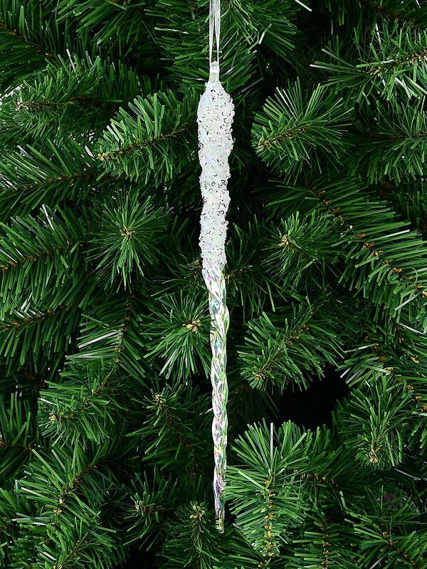 Iridescent Frost & Silver Sequin Twist Icicle Whimsical Essential Ornament | 27cm — image 2