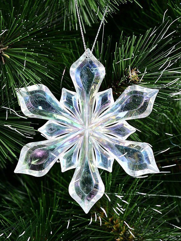 Iridescent Geometric Prism Snowflake Whimsical Essential Ornament | 10cm — image 2